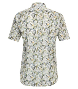 Kurzarmhemd - Comfort Fit - Florales Muster - Grün