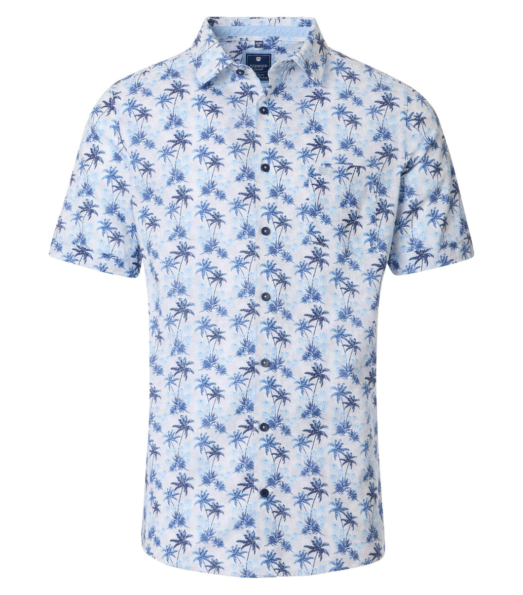 Kurzarmhemd - Comfort Fit - Muster - Blau