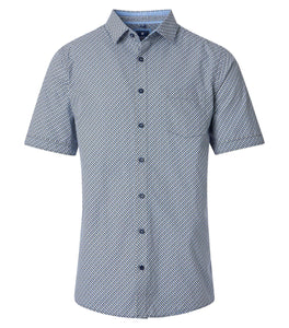 Kurzarmhemd - Comfort Fit - Muster - Blau