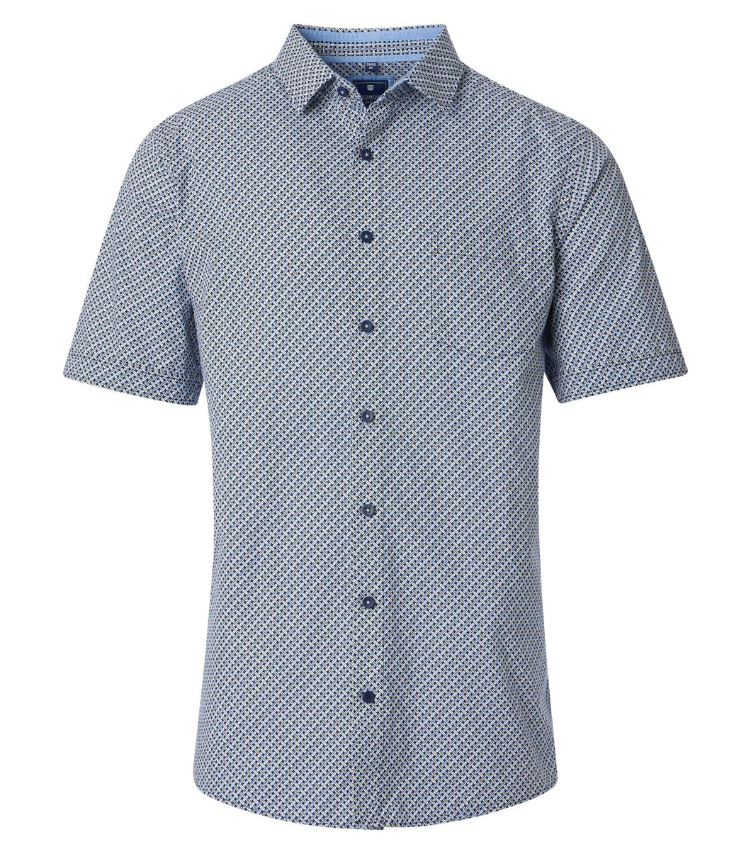 Kurzarmhemd - Comfort Fit - Muster - Blau