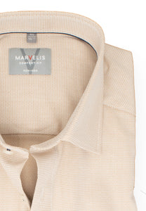 Kurzarmhemd - Comfort Fit - Struktur - Beige