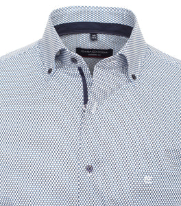 Kurzarmhemd - Modern Fit - Button-Down - Print - Blau