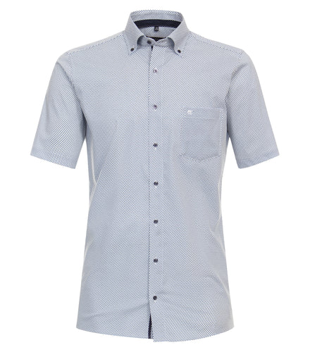Kurzarmhemd - Modern Fit - Button-Down - Print - Blau