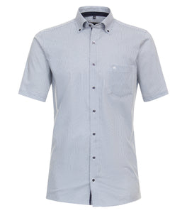 Kurzarmhemd - Modern Fit - Button-Down - Print - Blau