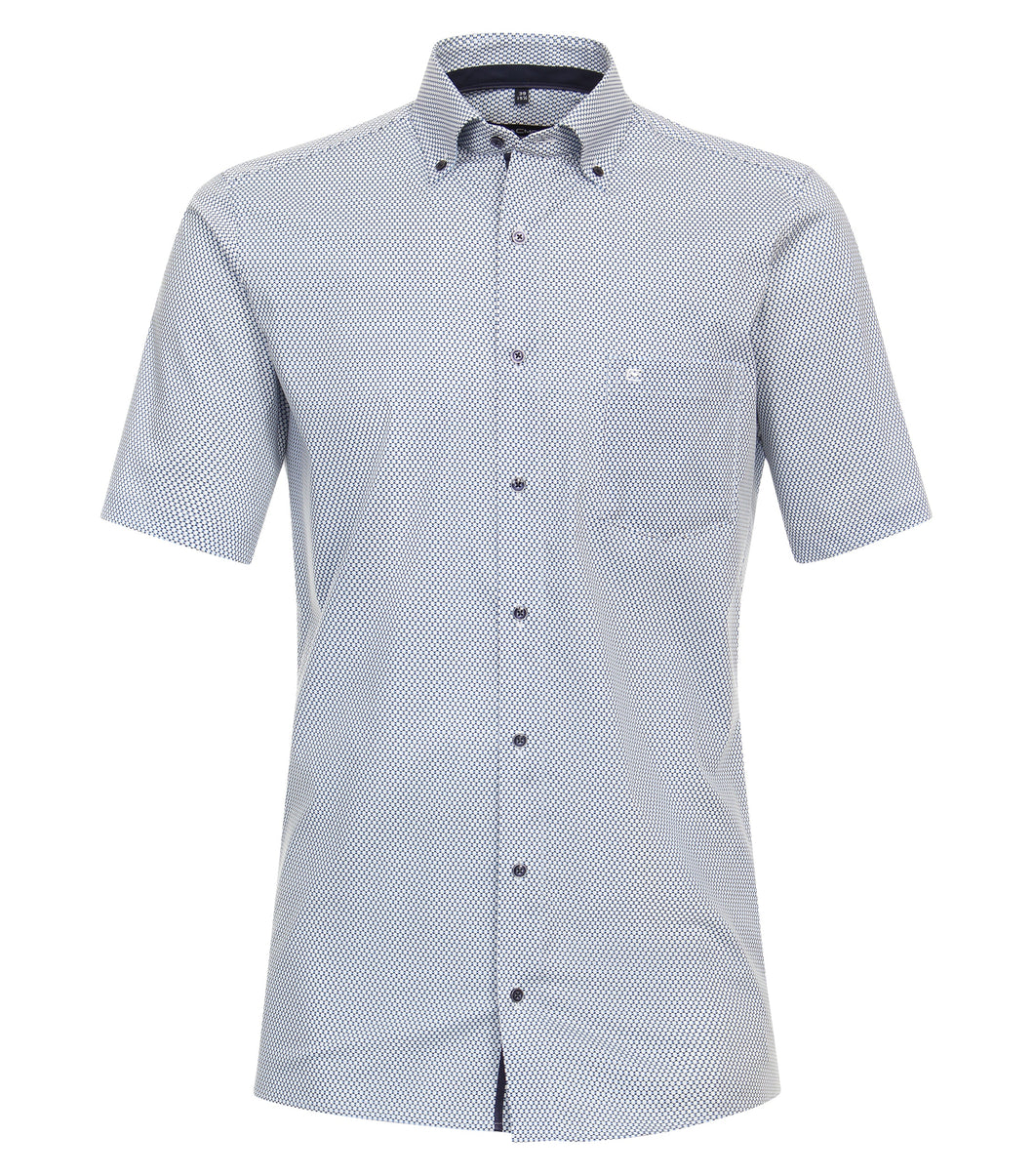 Kurzarmhemd - Modern Fit - Button-Down - Print - Blau