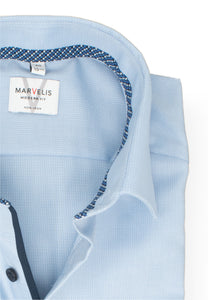 Kurzarmhemd - Modern Fit - Einfarbig - Bleu
