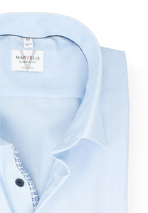 Kurzarmhemd - Modern Fit - Einfarbig - Bleu