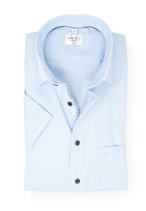 Kurzarmhemd - Modern Fit - Einfarbig - Bleu