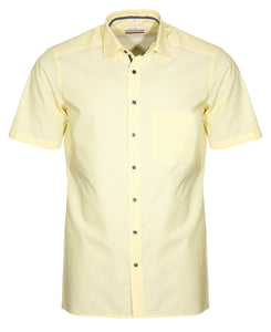 Kurzarmhemd - Modern Fit - Einfarbig - Gelb