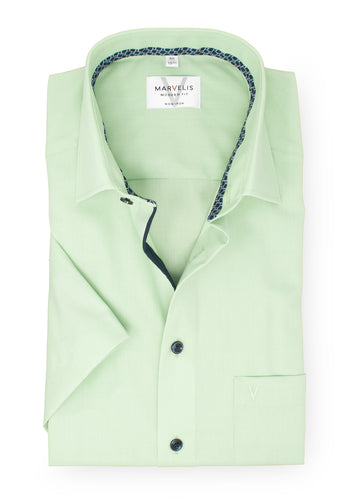 Kurzarmhemd - Modern Fit - Einfarbig - Lindgrün