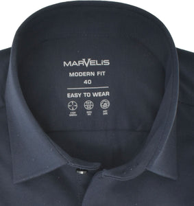 Kurzarmhemd - Modern Fit - Einfarbig - Marine