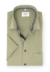 Kurzarmhemd - Modern Fit - Einfarbig - Olive