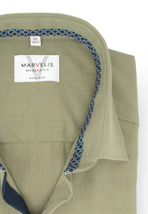 Kurzarmhemd - Modern Fit - Einfarbig - Olive