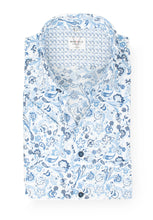 Laden Sie das Bild in den Galerie-Viewer, Kurzarmhemd - Modern Fit - Florales Muster - Bleu