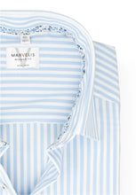 Laden Sie das Bild in den Galerie-Viewer, Kurzarmhemd - Modern Fit - Gestreift - Bleu