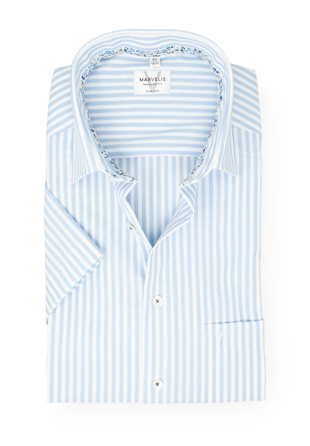 Kurzarmhemd - Modern Fit - Gestreift - Bleu