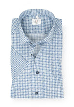 Laden Sie das Bild in den Galerie-Viewer, Kurzarmhemd - Modern Fit - Muster - Bleu