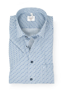Kurzarmhemd - Modern Fit - Muster - Bleu