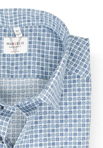Kurzarmhemd - Modern Fit - Muster - Bleu