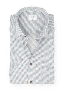 Kurzarmhemd - Modern Fit - Muster - Braun