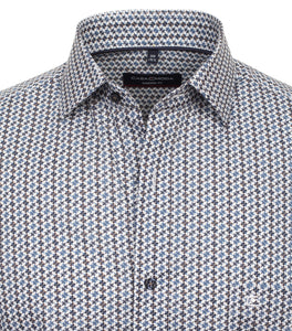 Kurzarmhemd - Modern Fit - Print - Blau