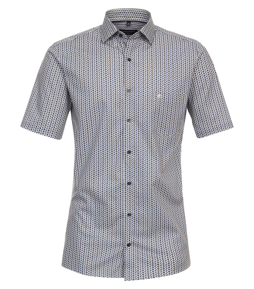 Kurzarmhemd - Modern Fit - Print - Blau