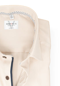 Kurzarmhemd - Modern Fit - Struktur - Beige