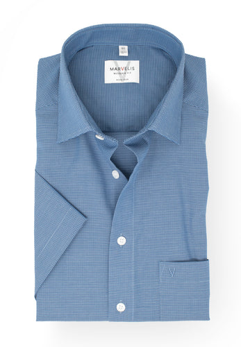 Kurzarmhemd - Modern Fit - Struktur - Bleu