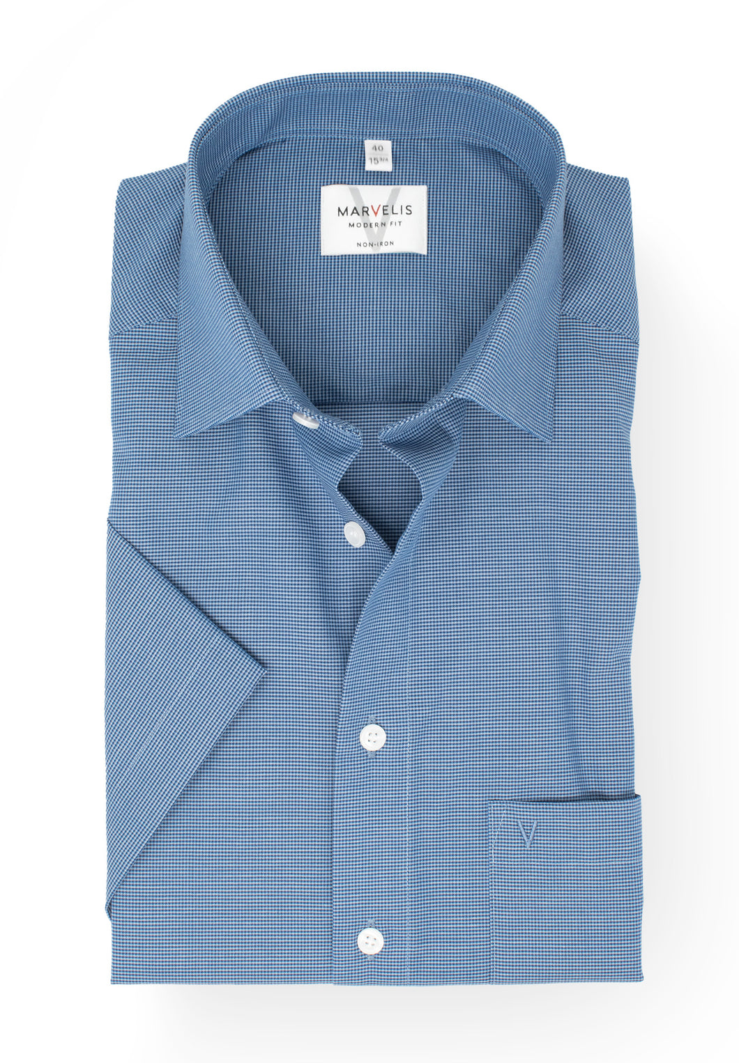 Kurzarmhemd - Modern Fit - Struktur - Bleu
