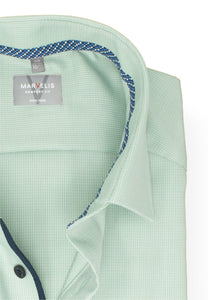 Kurzarmhemd - Modern Fit - Struktur - Grün