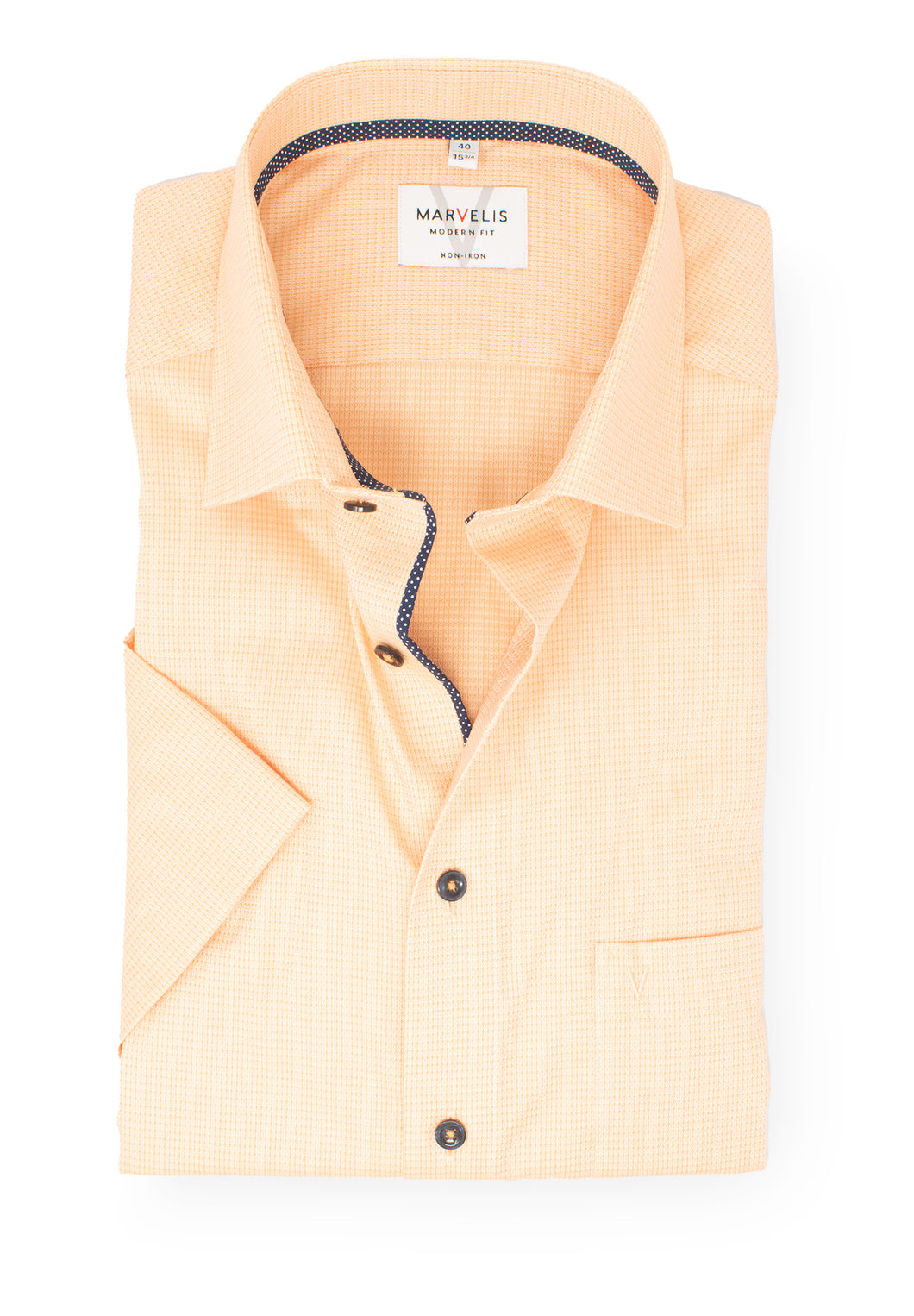 Kurzarmhemd - Modern Fit - Struktur - Orange