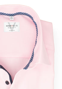 Kurzarmhemd - Modern Fit - Struktur - Rosa