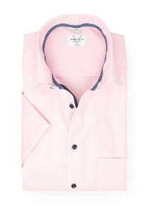 Kurzarmhemd - Modern Fit - Struktur - Rosa