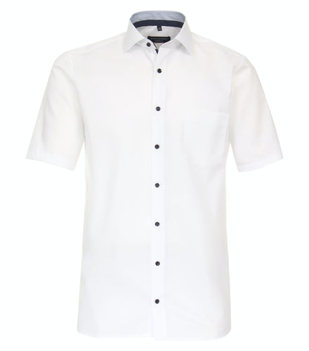 CASAMODA Herren Businesshemd Modern Fit Kent-Kragen Kurzarm Einfarbig Weiß