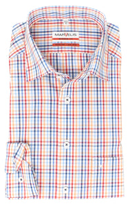 Businesshemd - Modern Fit - Langarm - Kariert - Blau/Rot/Weiß