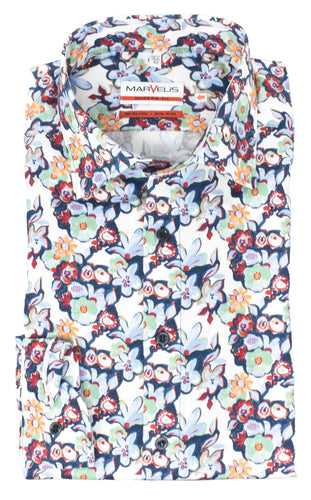 Businesshemd - Modern Fit - Langarm - Florales Muster - Bunt
