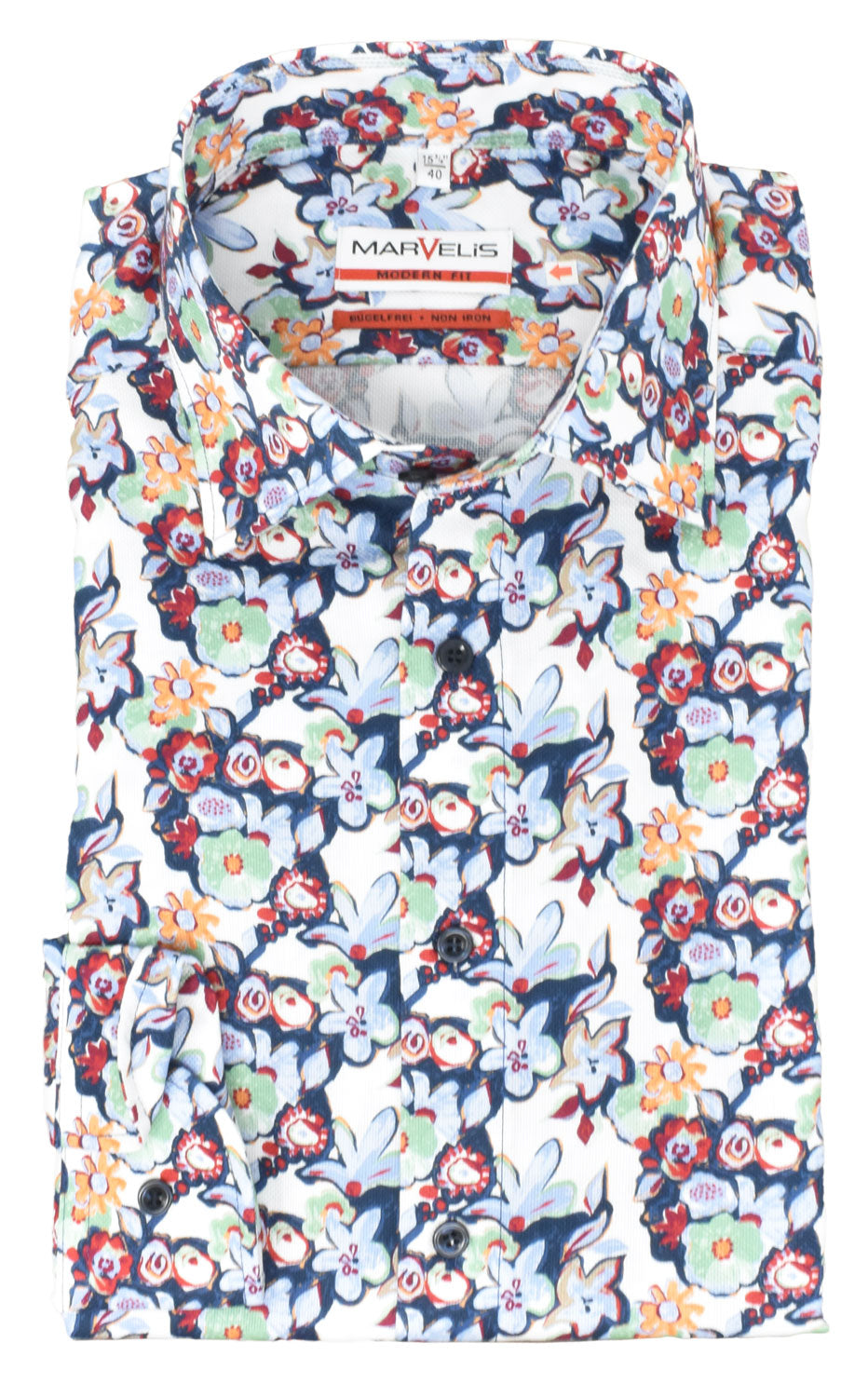 Businesshemd - Modern Fit - Langarm - Florales Muster - Bunt