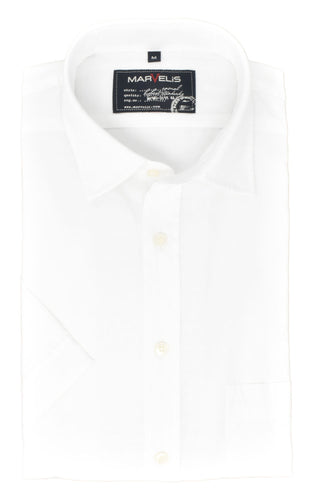 Kurzarmhemd - Casual Fit - Kurzarm - Einfarbig - Weiß