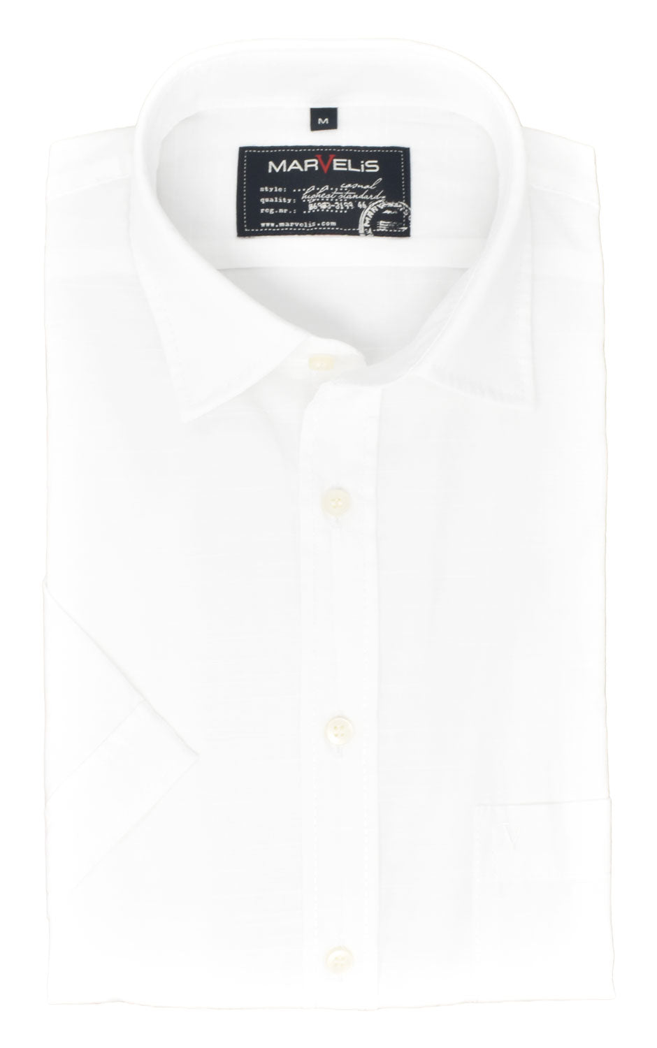 Kurzarmhemd - Casual Fit - Kurzarm - Einfarbig - Weiß