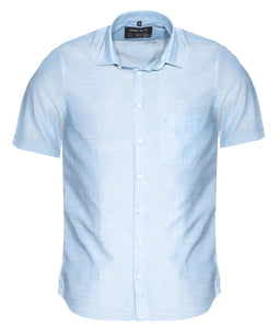 Kurzarmhemd - Casual Fit - Kurzarm - Einfarbig - Hellblau
