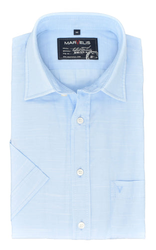 Kurzarmhemd - Casual Fit - Kurzarm - Einfarbig - Hellblau