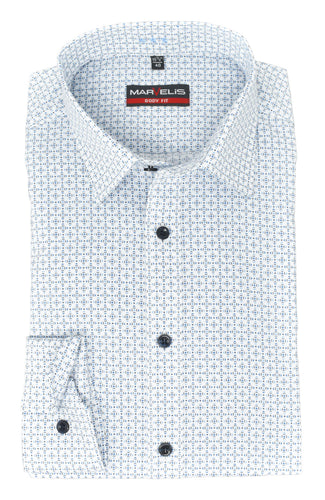 Businesshemd - Body Fit - ELA - Muster - Hellblau