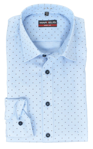 Businesshemd - Body Fit - ELA - Muster - Hellblau