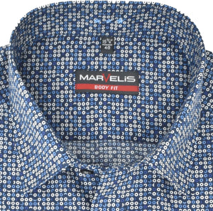 Businesshemd - Body Fit - Langarm - Muster - Blau/Weiß