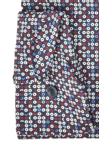 Businesshemd - Body Fit - ELA - Muster - Bordeaux/Blau/Weiß