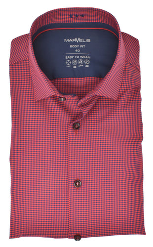 Easy To Wear Hemd - Body Fit - Langarm - Kariert - Rot