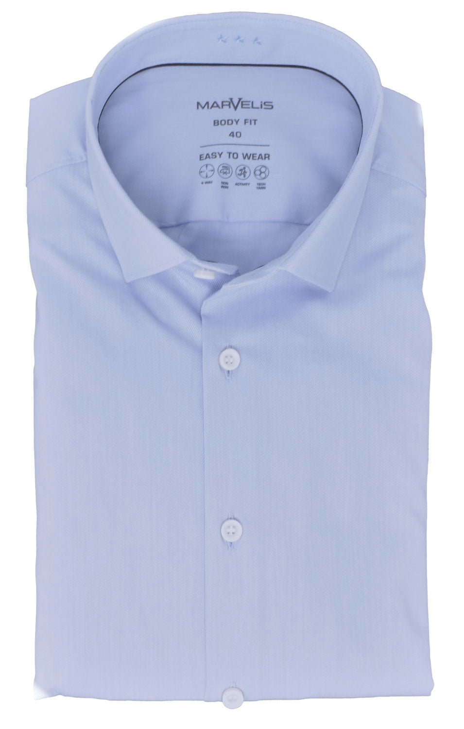 Easy To Wear Hemd - Body Fit - Langarm - Einfarbig - Hellblau