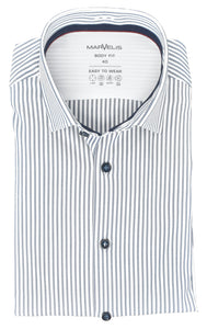 Easy To Wear Hemd - Body Fit - Langarm - Gestreift - Dunkelblau/Weiß