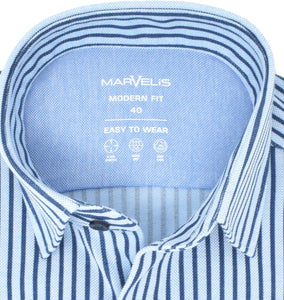 Easy To Wear Hemd - Modern Fit - Langarm - Gestreift - Hellblau/Dunkelblau