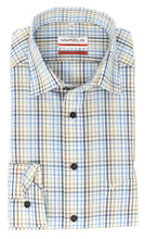 Laden Sie das Bild in den Galerie-Viewer, Businesshemd - Modern Fit - Langarm - Kariert - Braun/Blau/Weiß